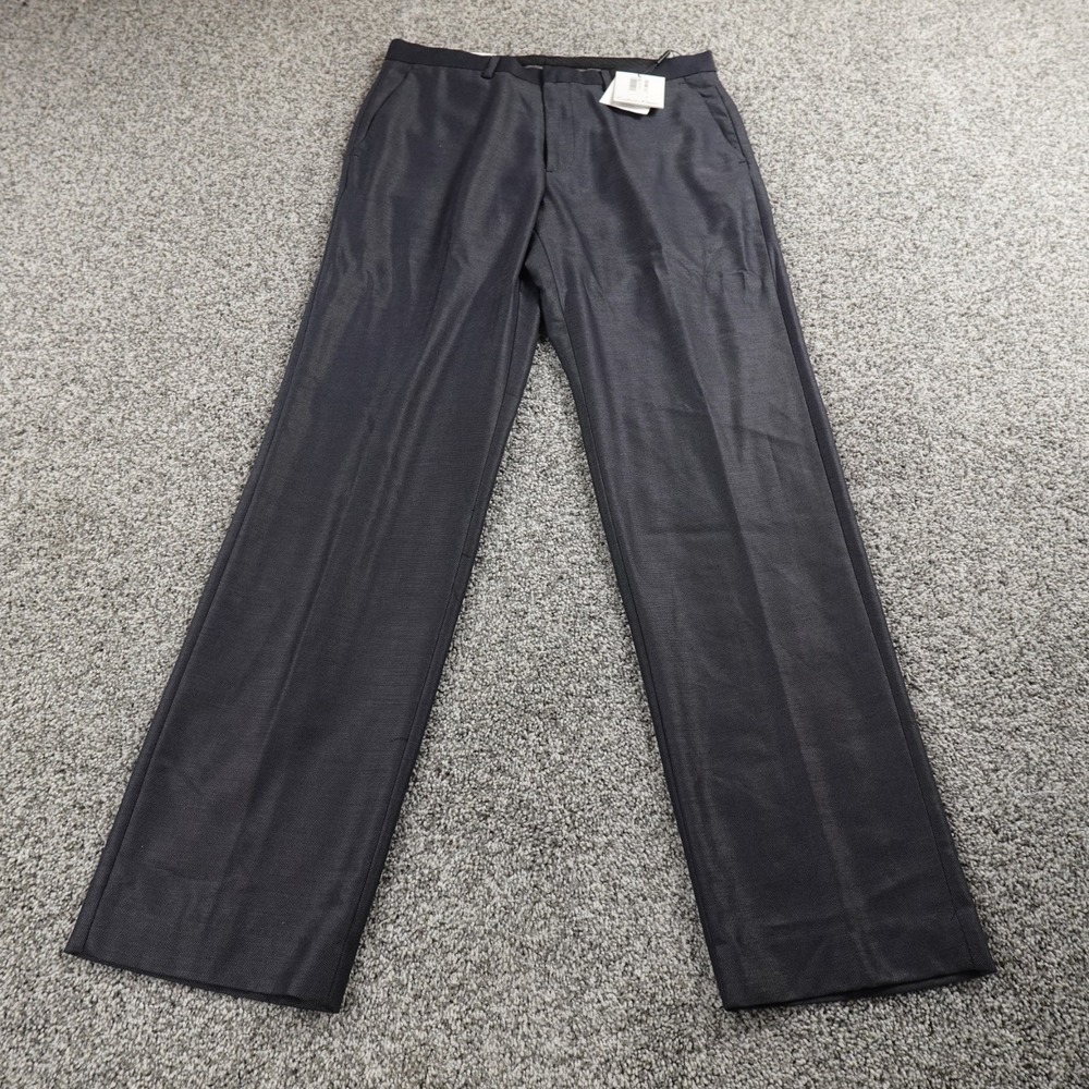 NEW Calvin Klein Pants Mens 32X32 Black Chino Dress Trouser‎ Straight Flat Front